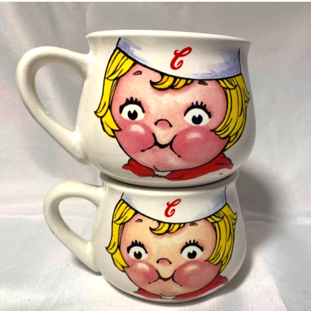 Vintage 1980s Set of 2 Campbell Soup Co Mugs by Houston Harvest Classic GenX
